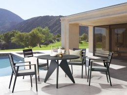 Zestaw ogrodowy stół i 4 krzesła czarny z poduszkami szarymi OLMETTO/TAVIANO Lumarko!