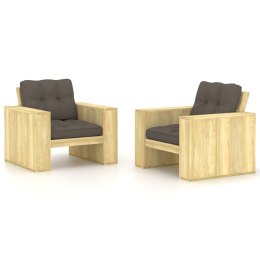 Krzesła ogrodowe z poduszkami w kolorze taupe, 2 szt., drewno Lumarko!