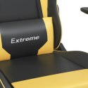 Masujący fotel gamingowy, czarno-złoty, sztuczna skóra Lumarko!