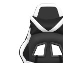 Masujący fotel gamingowy, czarno-biały, sztuczna skóra Lumarko!
