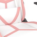 Masujący fotel gamingowy, biało-różowy, sztuczna skóra Lumarko!