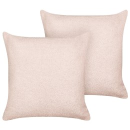 2 poduszki dekoracyjne boucle 45 x 45 cm różowe LEUZEA Lumarko!