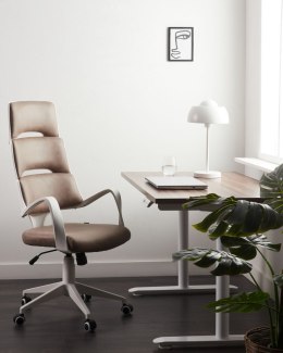 Krzesło biurowe regulowane ekoskóra biało-brązowe GRANDIOSE Lumarko!