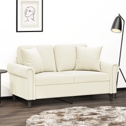 2-osobowa sofa z poduszkami, kremowa, 120 cm, aksamit Lumarko!