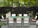 Zestaw ogrodowy stół szkło tłuczone dzielony blat i 8 krzeseł białych GROSSETO Lumarko!