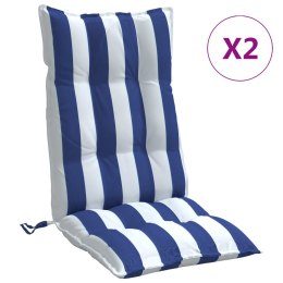 Poduszki na krzesła z wysokim oparciem, 2 szt., niebiesko-białe Lumarko!