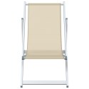 Składane krzesła plażowe, 2 szt, kremowe, aluminium i textilene Lumarko!