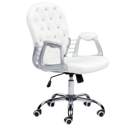 Krzesło biurowe regulowane ekoskóra białe z kryształkami PRINCESS Lumarko!