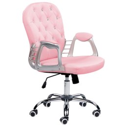 Krzesło biurowe regulowane ekoskóra różowe z kryształkami PRINCESS Lumarko!