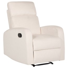 Fotel z manualną funkcją relaksu welurowy biały VERDAL Lumarko!