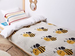 Koc bawełniany dla dzieci w pszczoły 130 x 170 cm beżowy DRAGAN Lumarko!