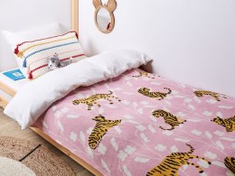 Koc bawełniany dla dzieci w tygrysy 130 x 170 cm różowy NERAI Lumarko!