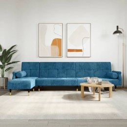 Sofa rozkładana L, niebieska, 271x140x70 cm, aksamit Lumarko!