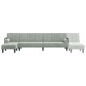 Sofa rozkładana L, jasnoszara, 260x140x70 cm, aksamit Lumarko!