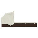 Leżak ze składanym dachem, brązowy, 213x63x97 cm, polirattan Lumarko!