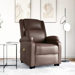 Podnoszony fotel masujący, brązowy, sztuczna skóra Lumarko!
