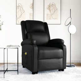 Podnoszony fotel masujący, czarny, sztuczna skóra Lumarko!