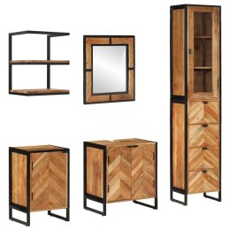 5-częściowy zestaw mebli łazienkowych, żelazo i drewno akacjowe Lumarko!