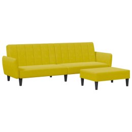 2-osobowa kanapa rozkładana, z podnóżkiem, żółta, aksamit Lumarko!