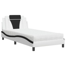 Łóżko z materacem, biało-czarne, 100x200 cm, sztuczna skóra Lumarko!
