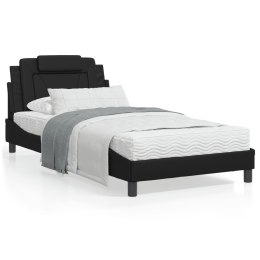 Łóżko z materacem, czarne, 100x200 cm, sztuczna skóra Lumarko!