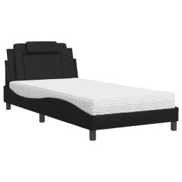 Łóżko z materacem, czarne, 100x200 cm, sztuczna skóra Lumarko!