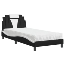 Łóżko z materacem, czarno-białe, 80x200 cm, sztuczna skóra Lumarko!