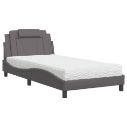 Łóżko z materacem, szare, 100x200 cm, sztuczna skóra Lumarko!