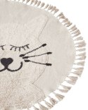 Dywan dziecięcy okrągły bawełniany motyw kota ø 120 cm beżowy ETSERI Lumarko!