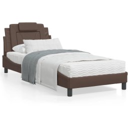 Łóżko z materacem, brązowe, 90x200 cm, sztuczna skóra Lumarko!