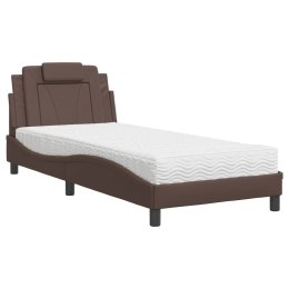 Łóżko z materacem, brązowe, 90x200 cm, sztuczna skóra Lumarko!