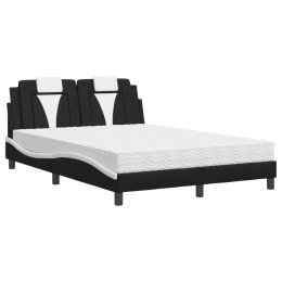 Łóżko z materacem, czarno-białe, 120x200 cm, sztuczna skóra Lumarko!