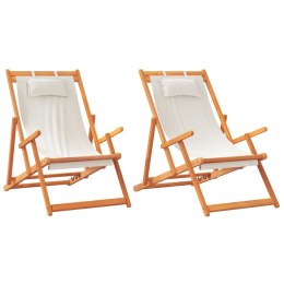 Składane krzesła plażowe, 2 szt., kremowe, tkanina Lumarko!