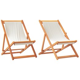 Składane krzesła plażowe, 2 szt., kremowa biel, tkanina Lumarko!