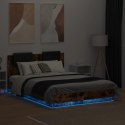 Rama łóżka z wezgłowiem i LED, przydymiony dąb, 140x190 cm Lumarko!