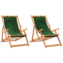 Składane krzesła plażowe, 2 szt., zielone, obite tkaniną Lumarko!