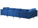 Sofa modułowa 6-osobowa z otomaną welurowa niebieska EVJA Lumarko!