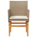 Krzesła ogrodowe, poduszki, 2 szt., beżowe, polirattan i drewno Lumarko!