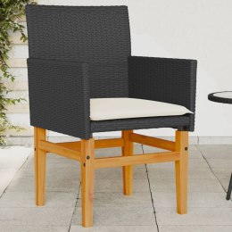 Krzesła ogrodowe, poduszki, 2 szt., czarne, rattan PE i drewno Lumarko!