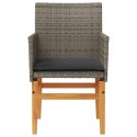 Krzesła ogrodowe, poduszki, 2 szt, szare, polirattan i drewno Lumarko!