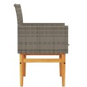 Krzesła ogrodowe, poduszki, 2 szt, szare, polirattan i drewno Lumarko!