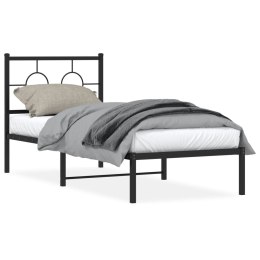 Metalowa rama łóżka z wezgłowiem, czarna, 80x200 cm Lumarko!