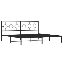 Metalowa rama łóżka z wezgłowiem, czarna, 193x203 cm Lumarko!