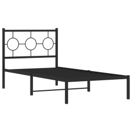 Metalowa rama łóżka z wezgłowiem, czarna, 90x190 cm Lumarko!