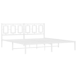Metalowa rama łóżka z wezgłowiem, biała, 180x200 cm Lumarko!
