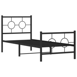 Metalowa rama łóżka z wezgłowiem i zanóżkiem, czarna, 80x200 cm Lumarko!