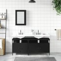 3-częściowy zestaw mebli łazienkowych, czarny, materiał drewnopochodny Lumarko!