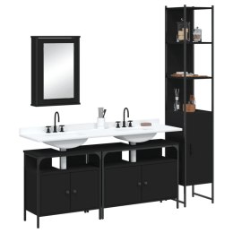4-częściowy zestaw mebli łazienkowych, czarny, materiał drewnopochodny Lumarko!