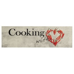 Dywanik kuchenny, napis Cooking i papryczki, 60x180 cm, aksamit Lumarko!