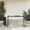 Stół ogrodowy ze szklanym blatem, czarny, 115x54x74 cm Lumarko!
